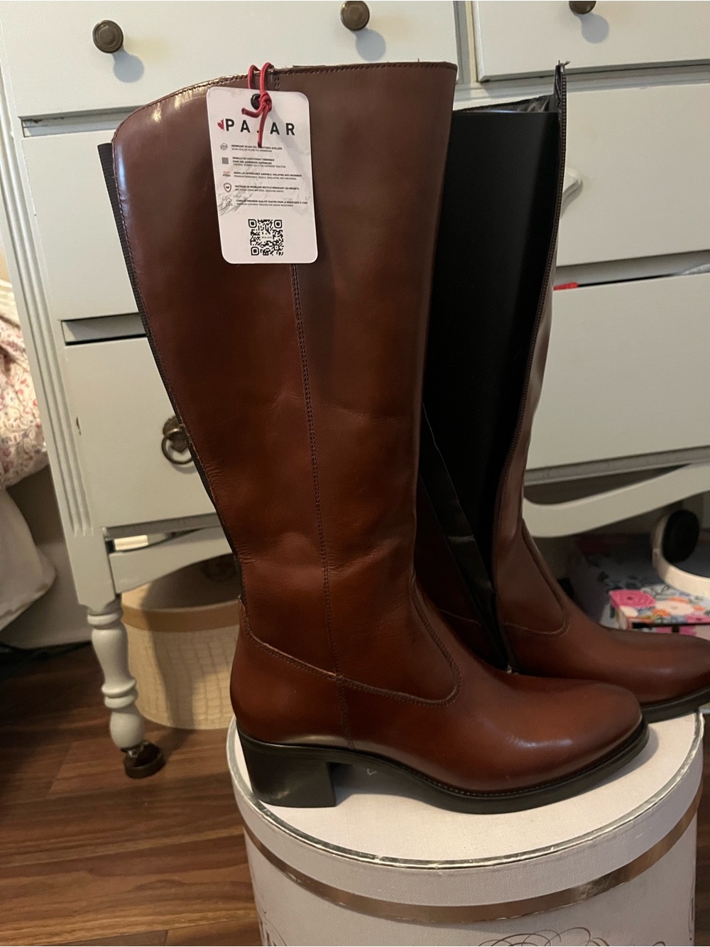 PAJAR Tall Chestnut Brown Leather Riding Boots